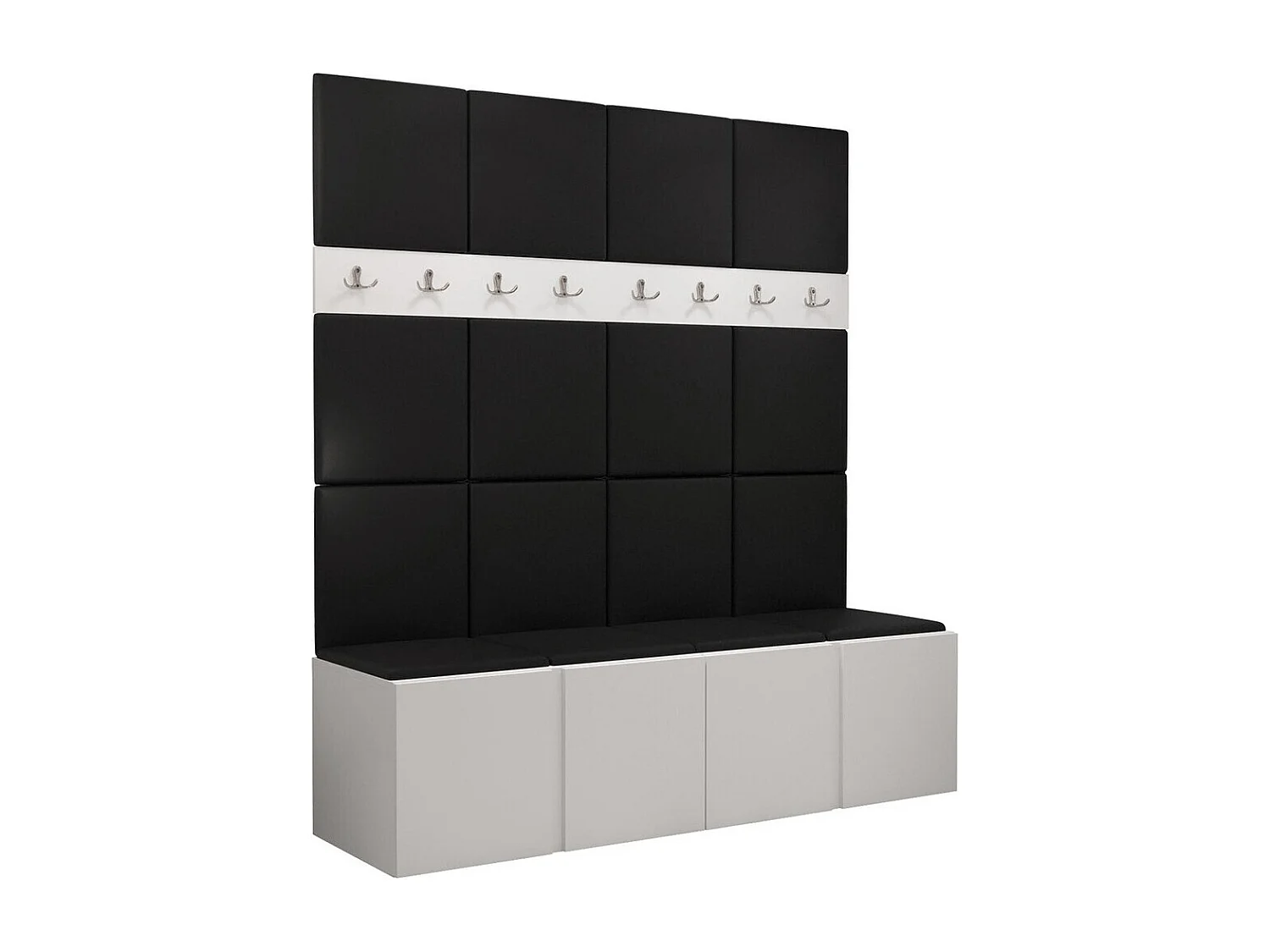 Conjunto pasillo Hartford 268, 186x168x46cm, Blanco, Aglomerado laminado|Cuero ecológico