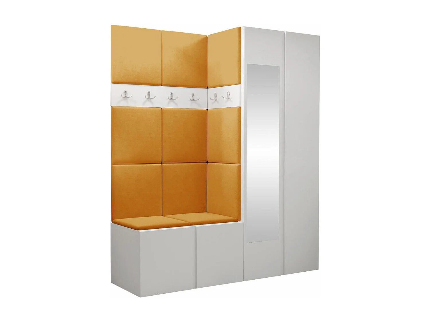 Conjunto pasillo Hartford 278, 186x158x46cm, Espejo, Blanco, Aglomerado laminado|Tapiz