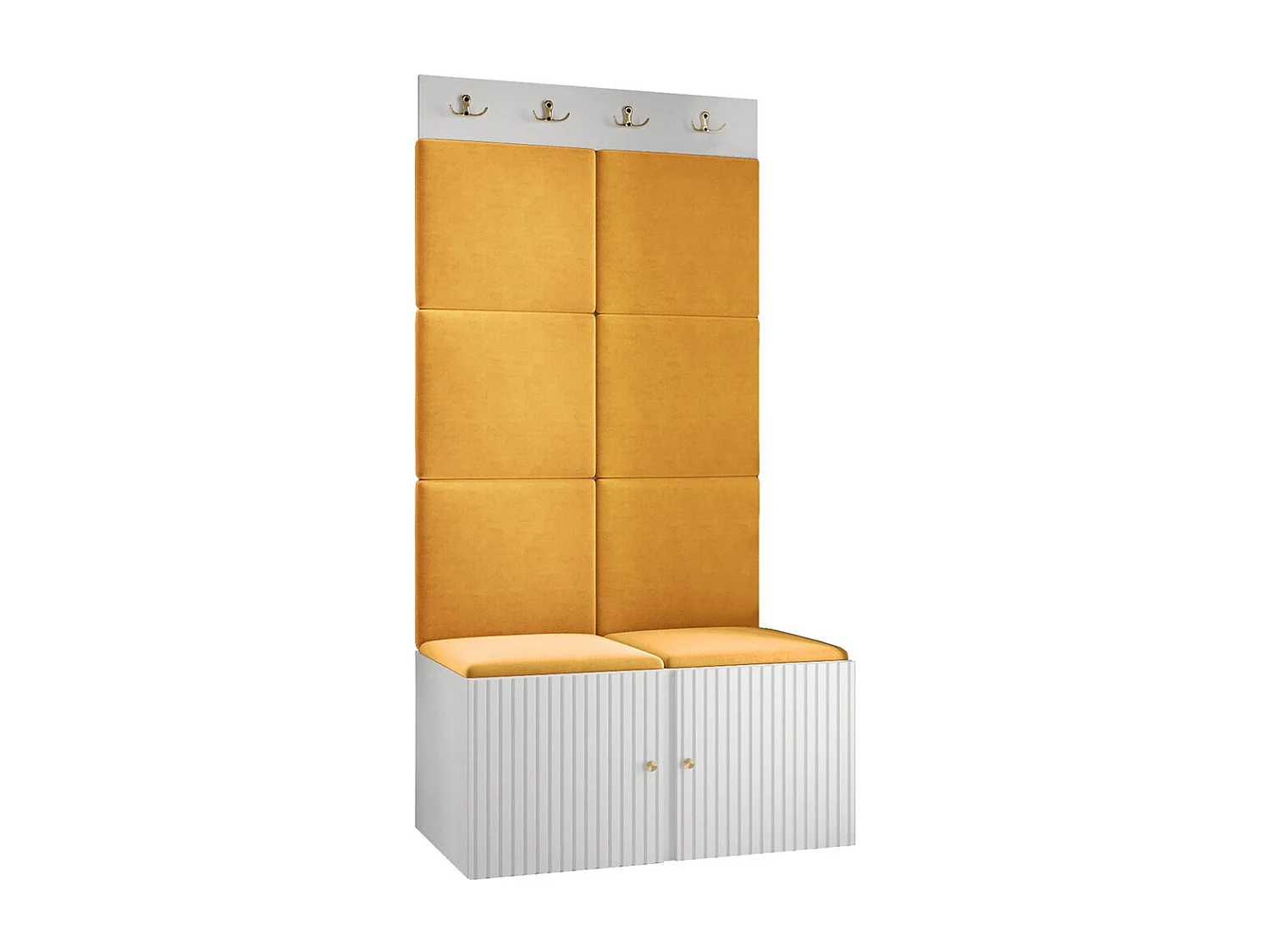 Conjunto pasillo Hartford 383, 186x84x46cm, Amarillo|Blanco, Colocada|Montada en la pared