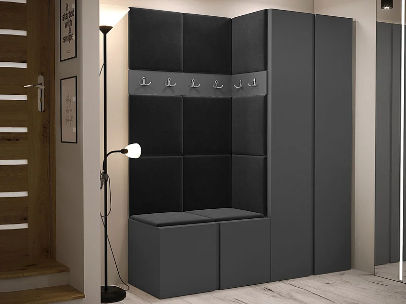 Conjunto pasillo Hartford 266, 186x158x46cm, Grafito, Aglomerado laminado|Tapiz