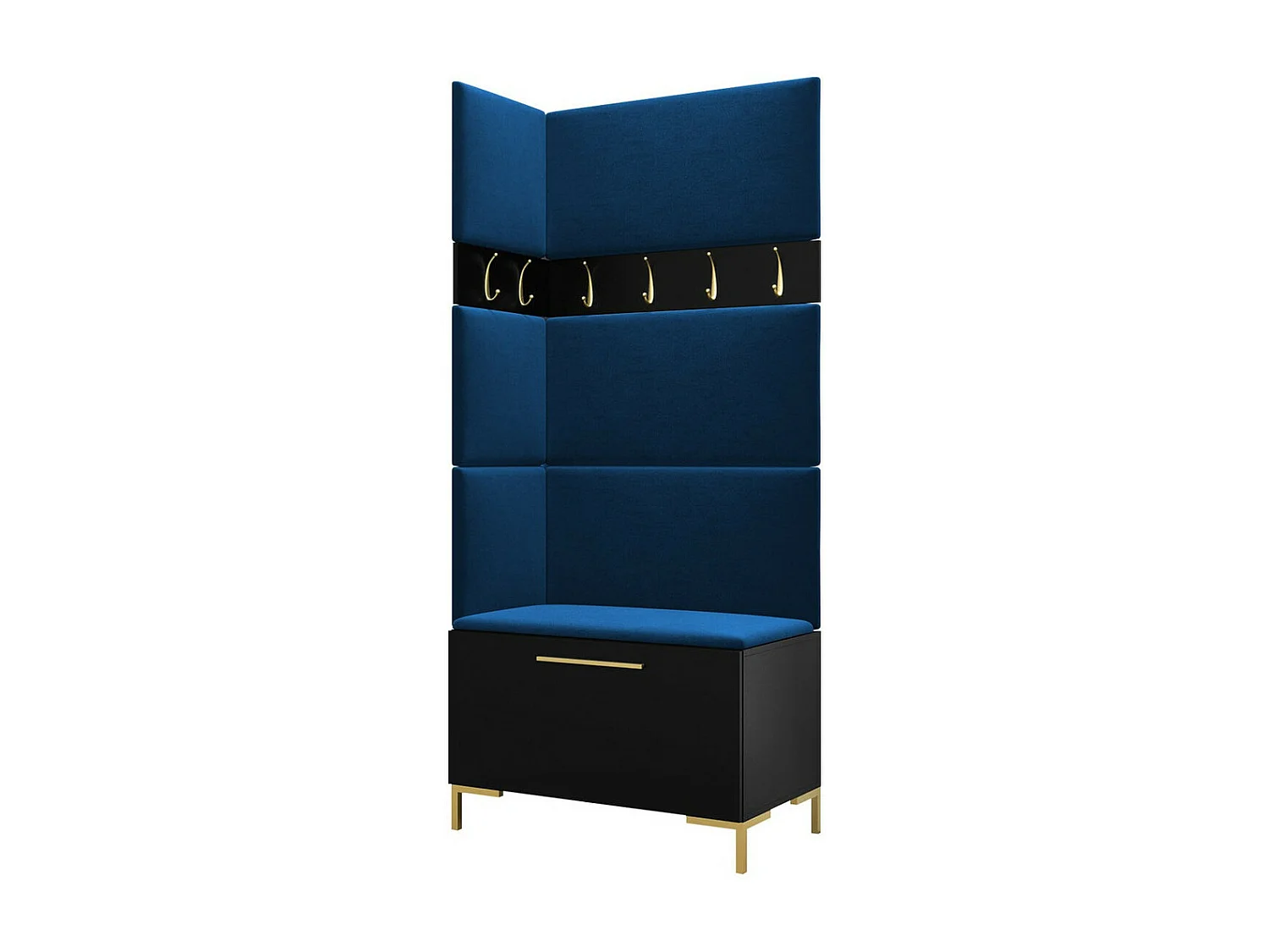 Conjunto pasillo Hartford F103, 196x84x46cm, Negro, Tapiz|Aglomerado laminado