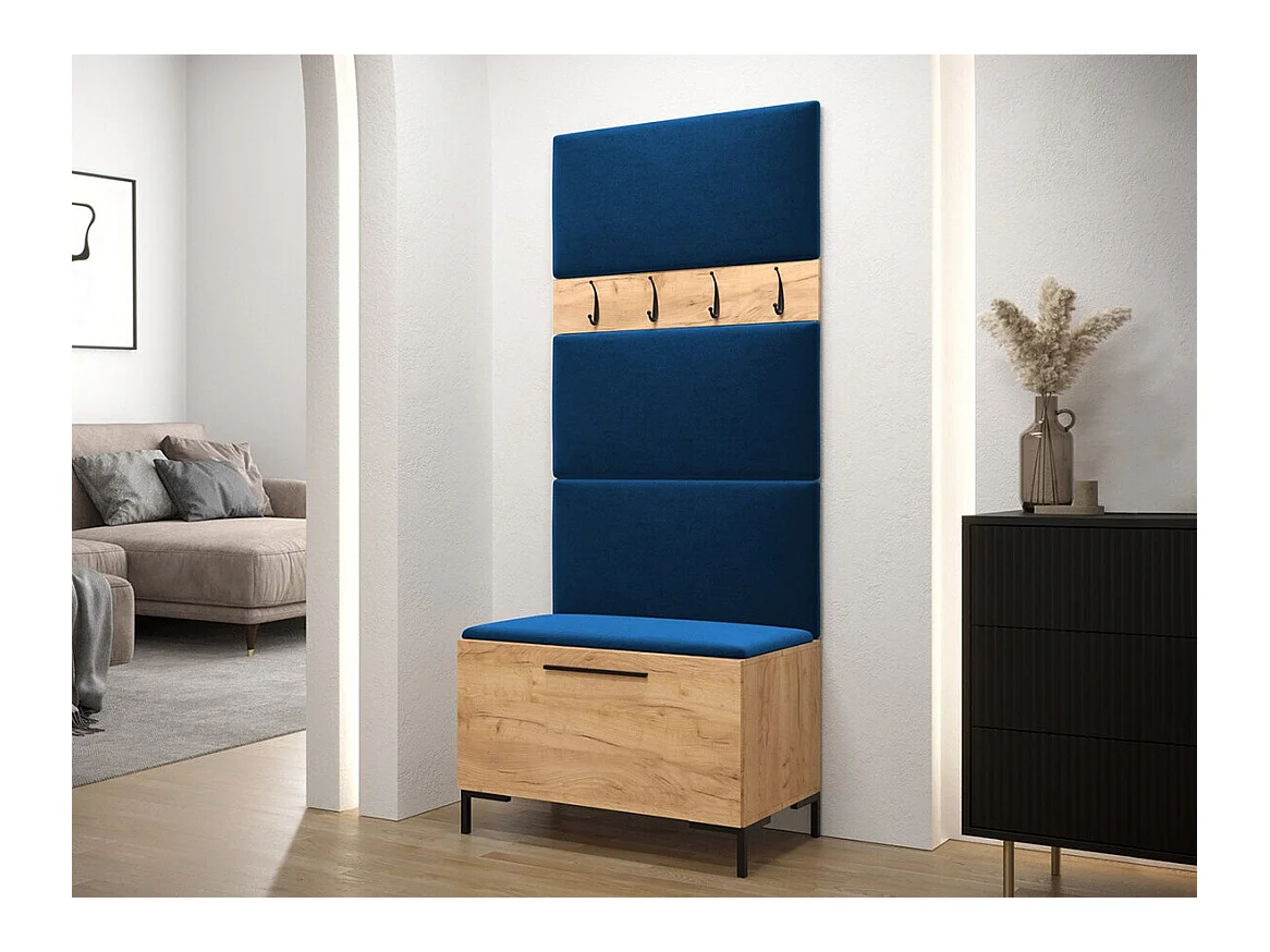 Meuble d'entrée Tivsoa 102, 196x84x46cm, Craft chêne, Tapisserie|Stratifié