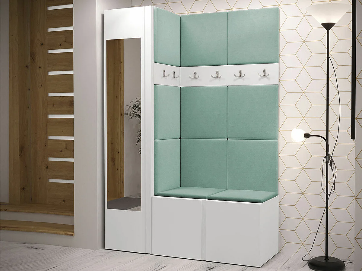 Set mobili da ingresso Hartford 277, 186x124x46cm, Specchio, Bianco