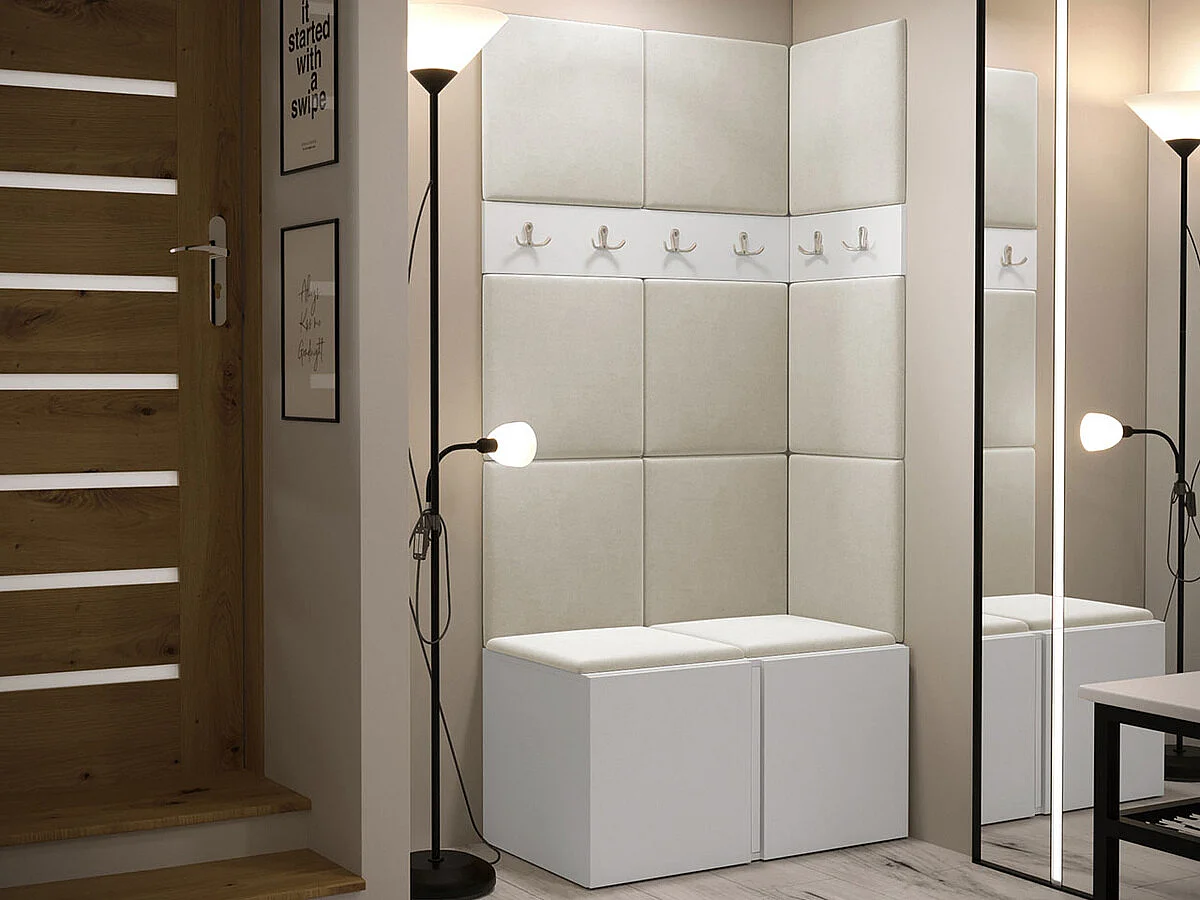 Conjunto pasillo Hartford 264, 186x84x46cm, Blanco, Tapiz|Aglomerado laminado