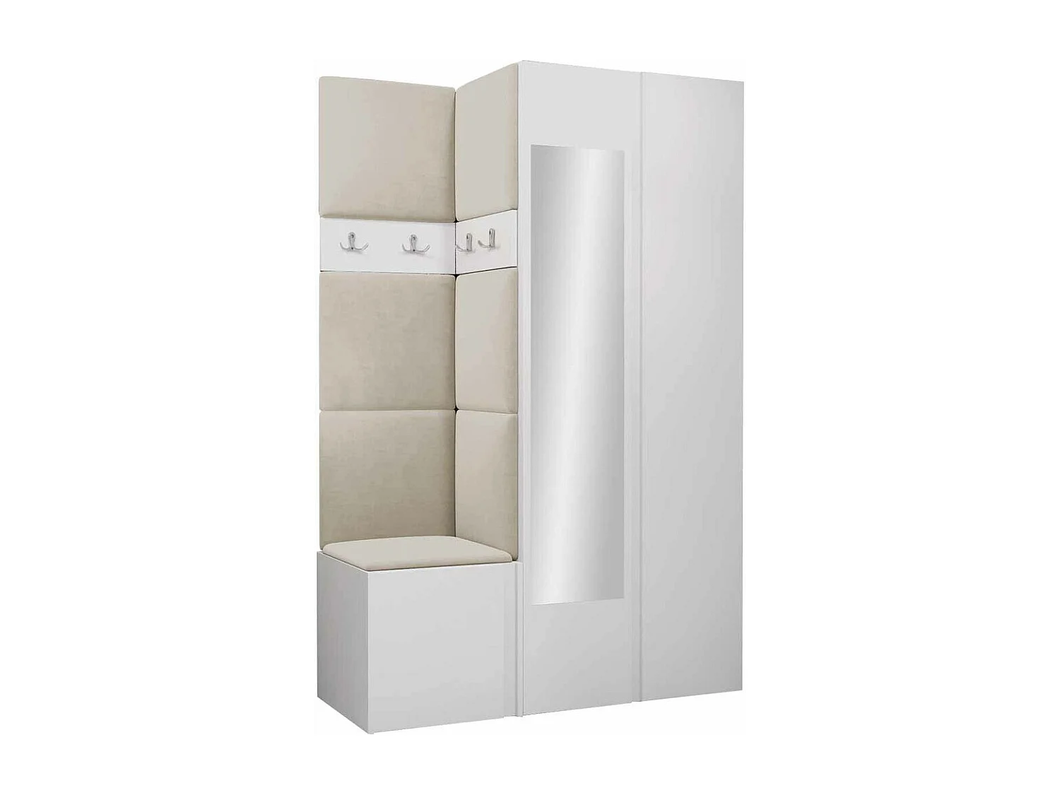 Meuble d'entrée Hartford 350, 186x116x44cm, Disponible, Blanc, Stratifié|Tissu