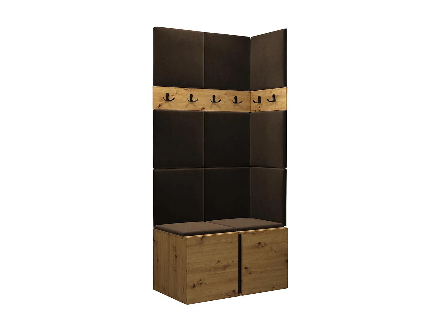 Meuble d'entrée Hartford 264, 186x84x46cm, Chêne Artisan|Marron, Tissu|Stratifié