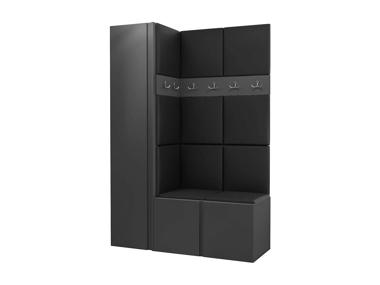 Set mobili da ingresso Hartford 471, 186x124x44cm, Grafite, Truciolare laminato|Eco pelle