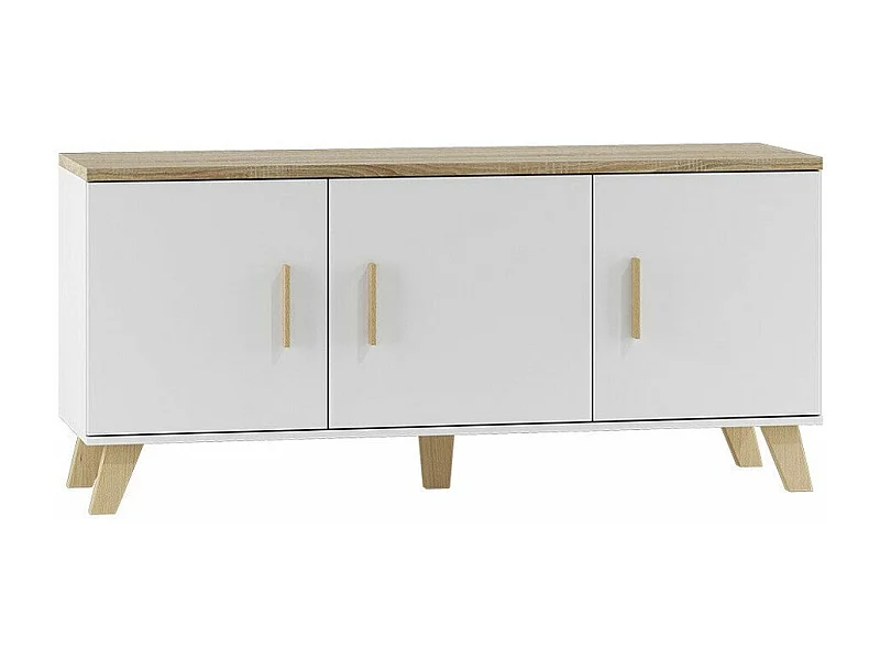 Meuble TV Larfloi 106, Sonoma chêne|Blanc, Le nombre de portes: 3, 150x69x45cm