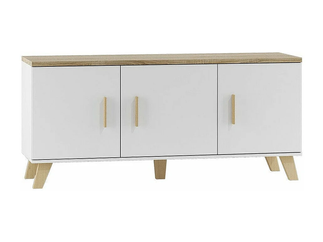 Meuble TV Larfloi 106, Sonoma chêne|Blanc, Le nombre de portes: 3, 150x69x45cm