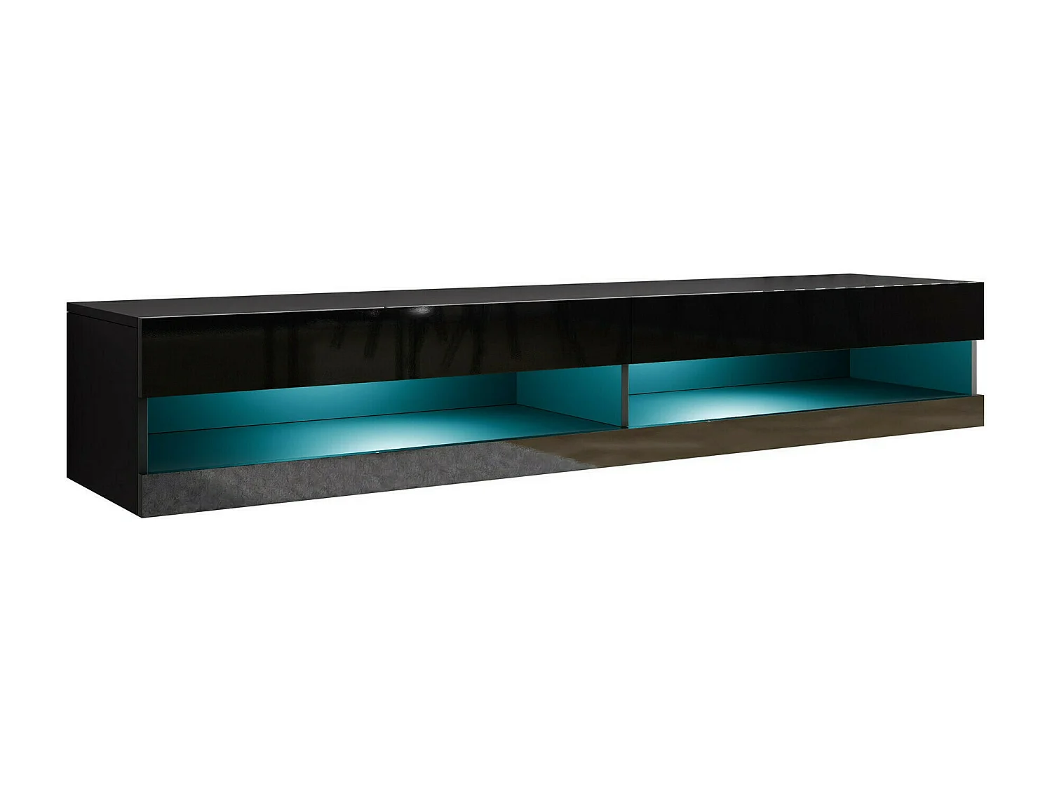 Mueble TV Charlotte A119, Negro brillante|Negro, Número de puertas: 2.00, 180x30x40cm