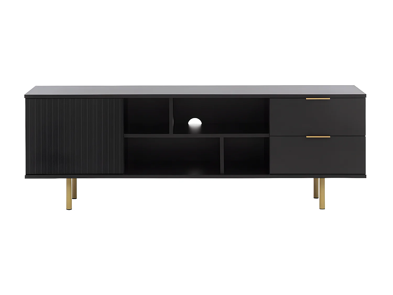 Meuble TV Virdomi 105, Noir, 150x52x41cm