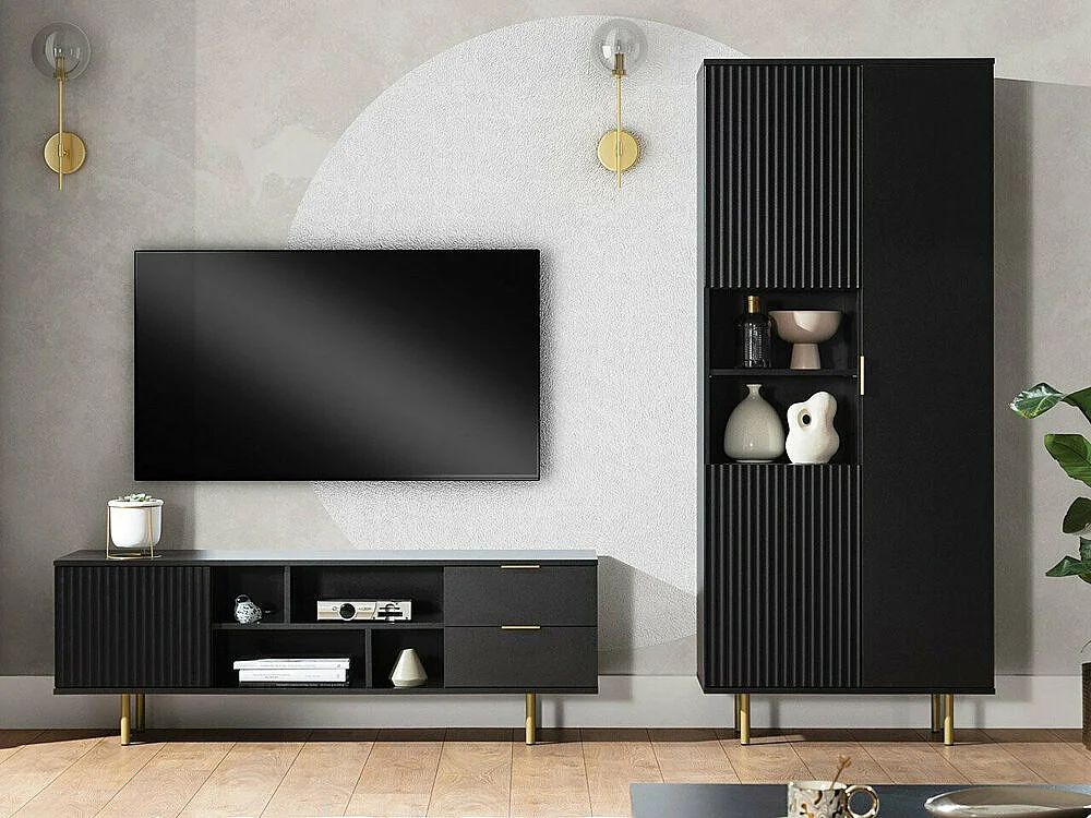 Mueble TV Providence U105, Negro, 150x52x41cm