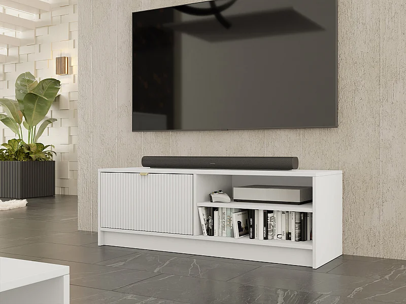 Meuble TV Comfivo Larmire 103, Blanc, 120x40x40cm