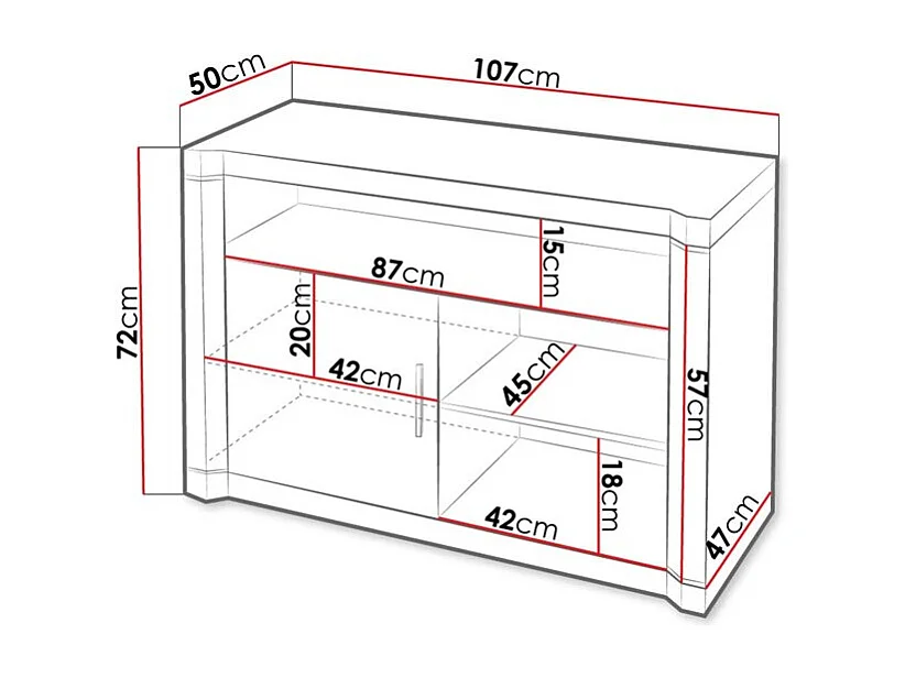 Mueble TV Stanton D110, Roble Sonoma, Número de puertas: 1.00, 107x72x50cm