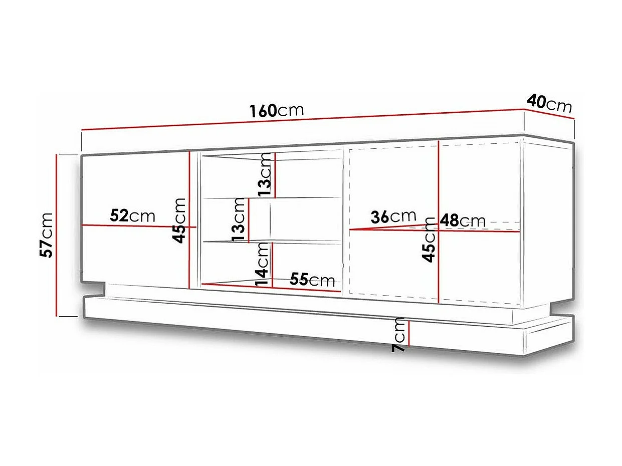 Mesa para TV Charlotte 127 (Branco + Branco brilhante Sim )