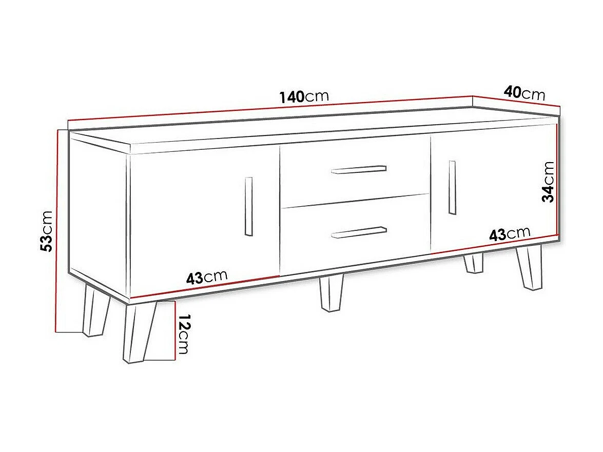 Mesa para TV Charlotte G103, O número de portas: 2, 140x53x40cm