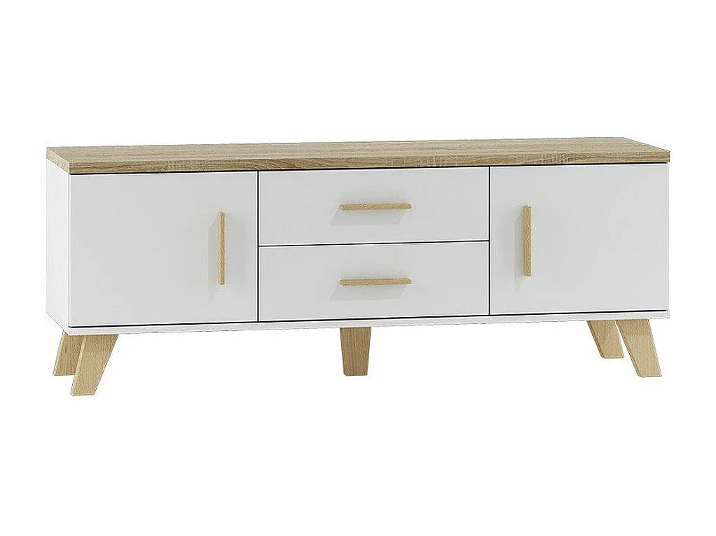 Mueble TV Charlotte G103, Roble Sonoma|Blanco, Número de puertas: 2.00, 140x53x40cm