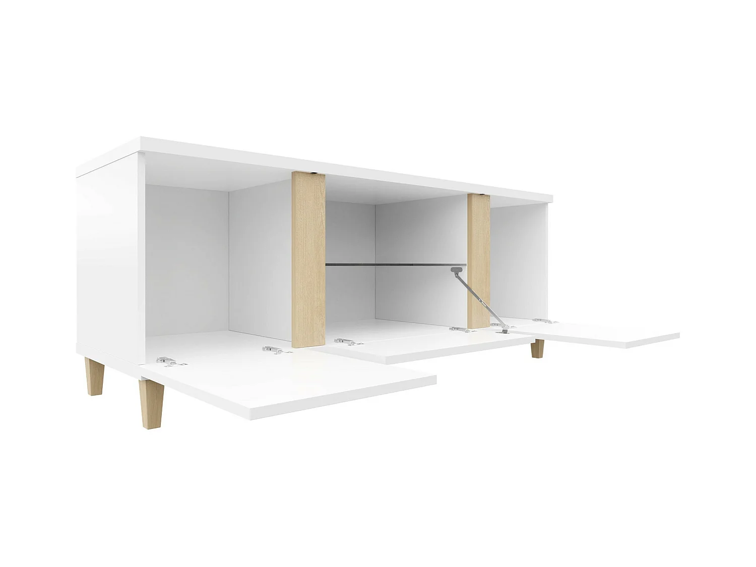 Mueble TV Nashville B113, Blanco brillante|Blanco, Número de puertas: 3.00, 150x50x40cm