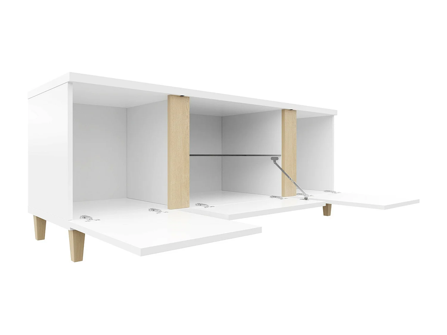 Mueble TV Nashville B113, Blanco brillante|Blanco, Número de puertas: 3.00, 150x50x40cm