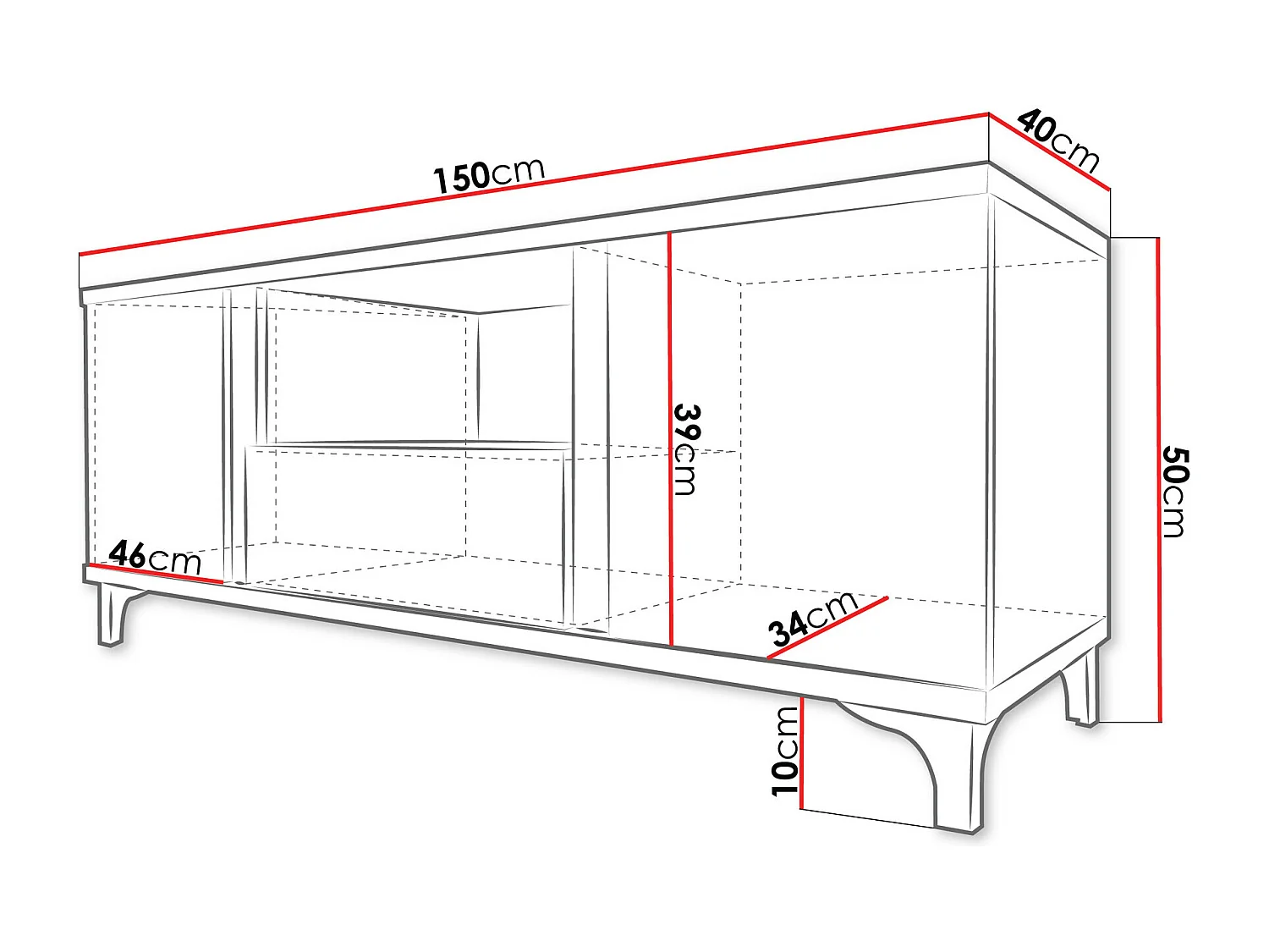 Mueble TV Nashville B113, Blanco brillante|Blanco, Número de puertas: 3.00, 150x50x40cm