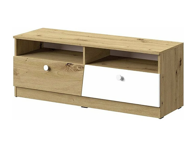 Meuble TV Almira 107, Blanc|Chêne Artisan, Le nombre de portes: 2, 120x45x40cm