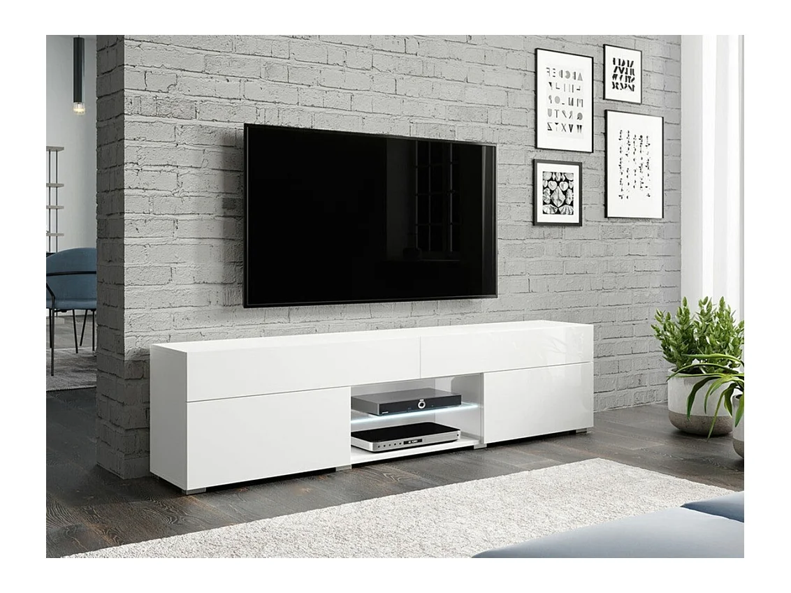Mueble TV Sarasota 134, Blanco|Blanco brillante, Número de puertas: 2.00, 180x45x35cm