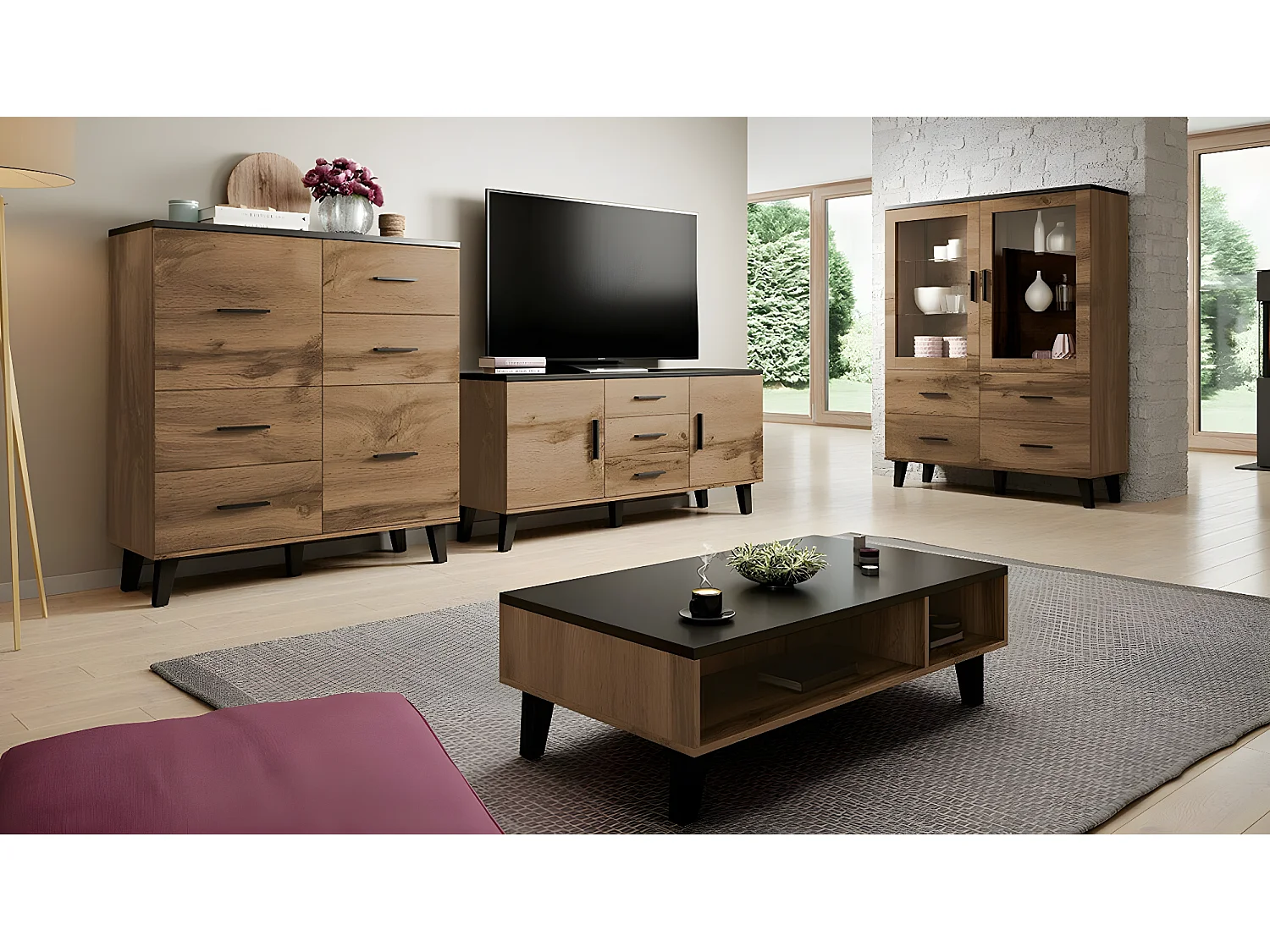 Mesa para TV Charlotte G107, O número de portas: 2, 150x69x45cm