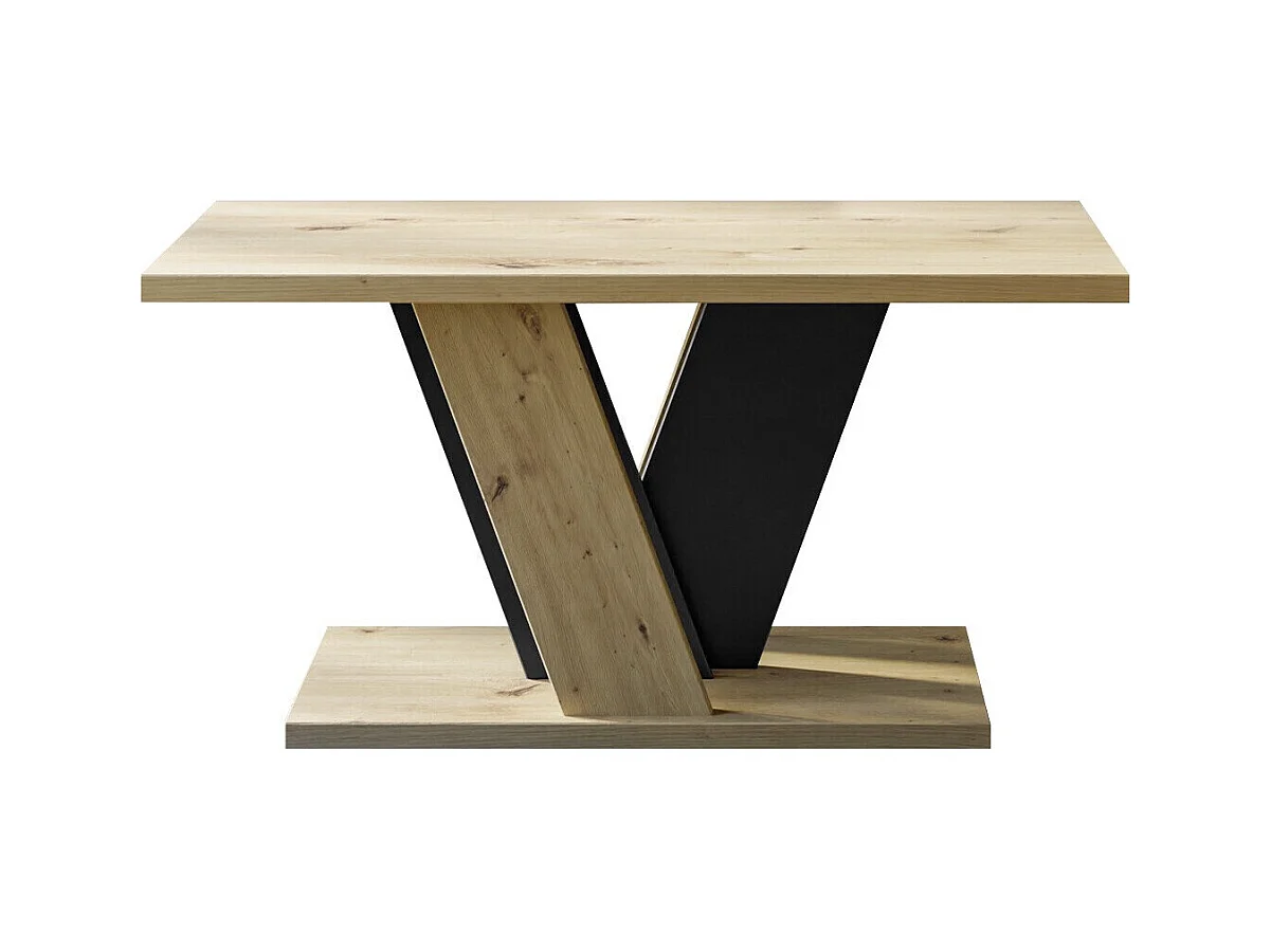 Table basse Goodyear 128, Chêne Artisan|Noir, 60x70x110cm, Stratifié, Angulaire