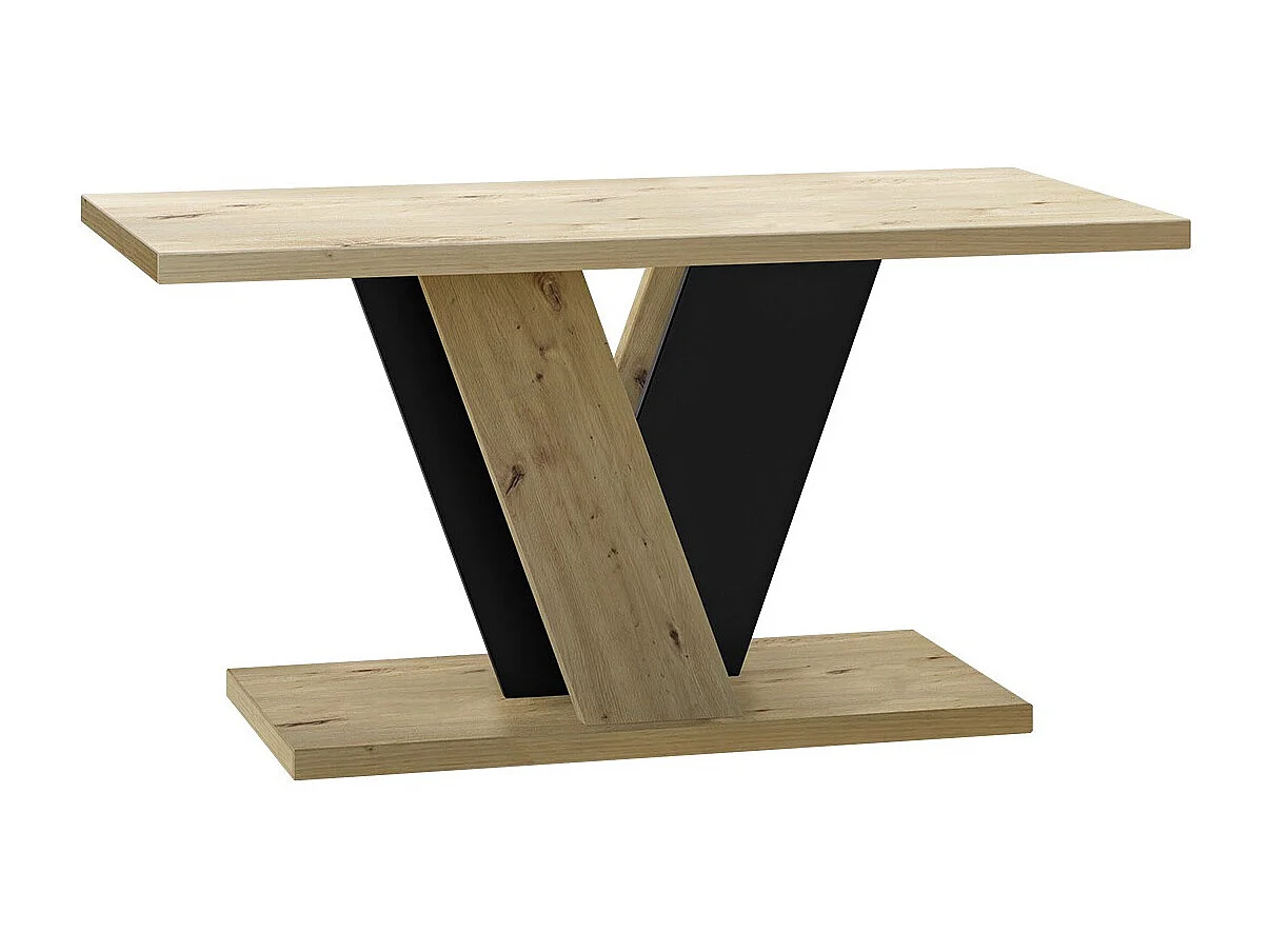 Table basse Goodyear 128, Chêne Artisan|Noir, 60x70x110cm, Stratifié, Angulaire