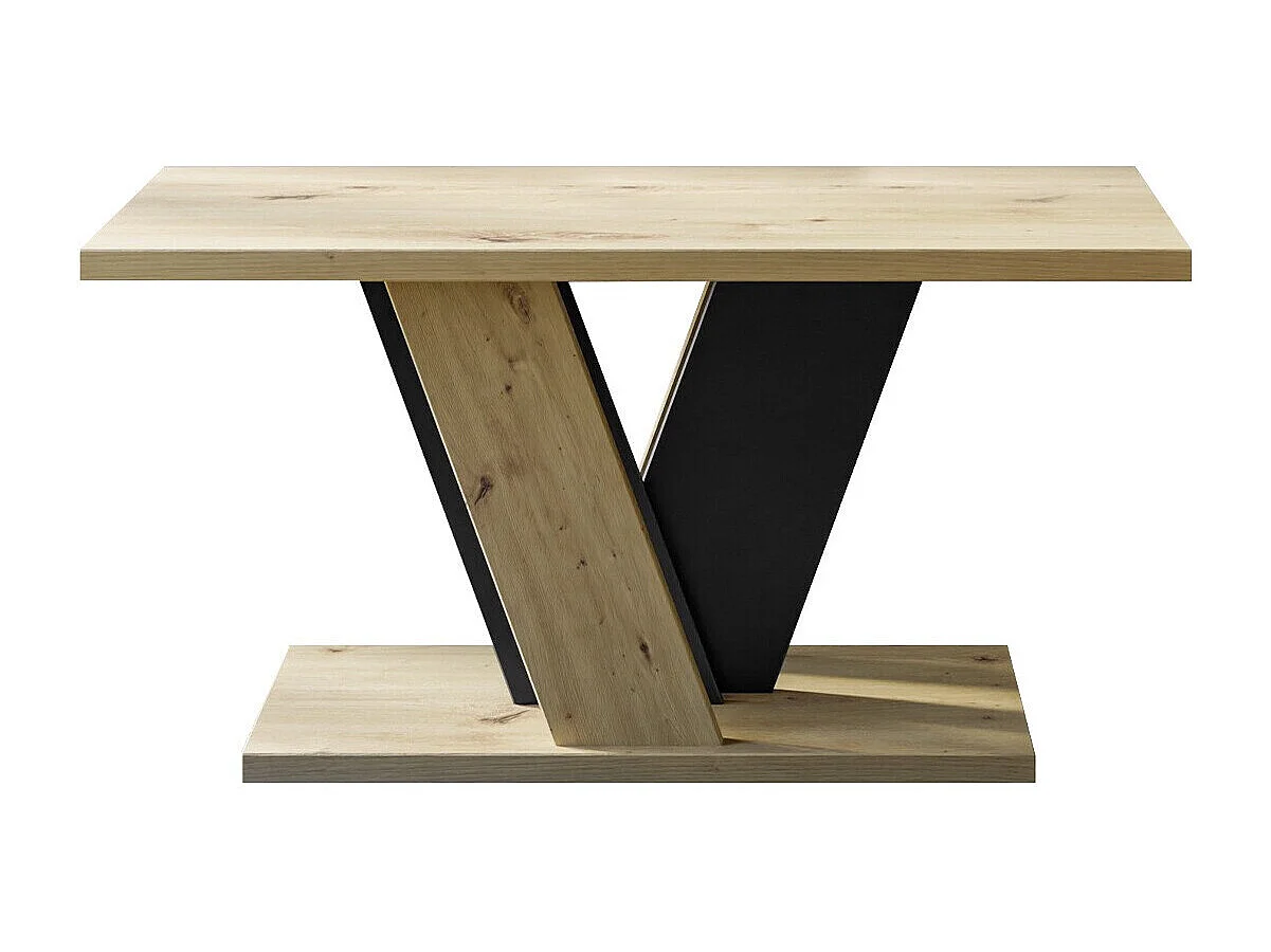 Table basse Goodyear 128, Chêne Artisan|Noir, 60x70x110cm, Stratifié, Angulaire