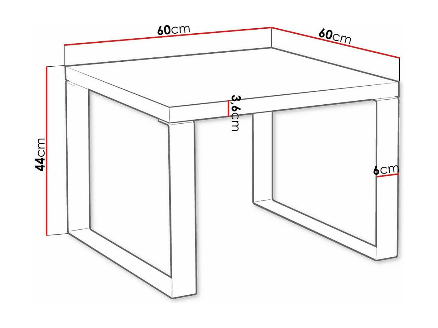 Mesa de café Germantown 109, Roble lancelote|Negro, 44x60x60cm, Aglomerado laminado