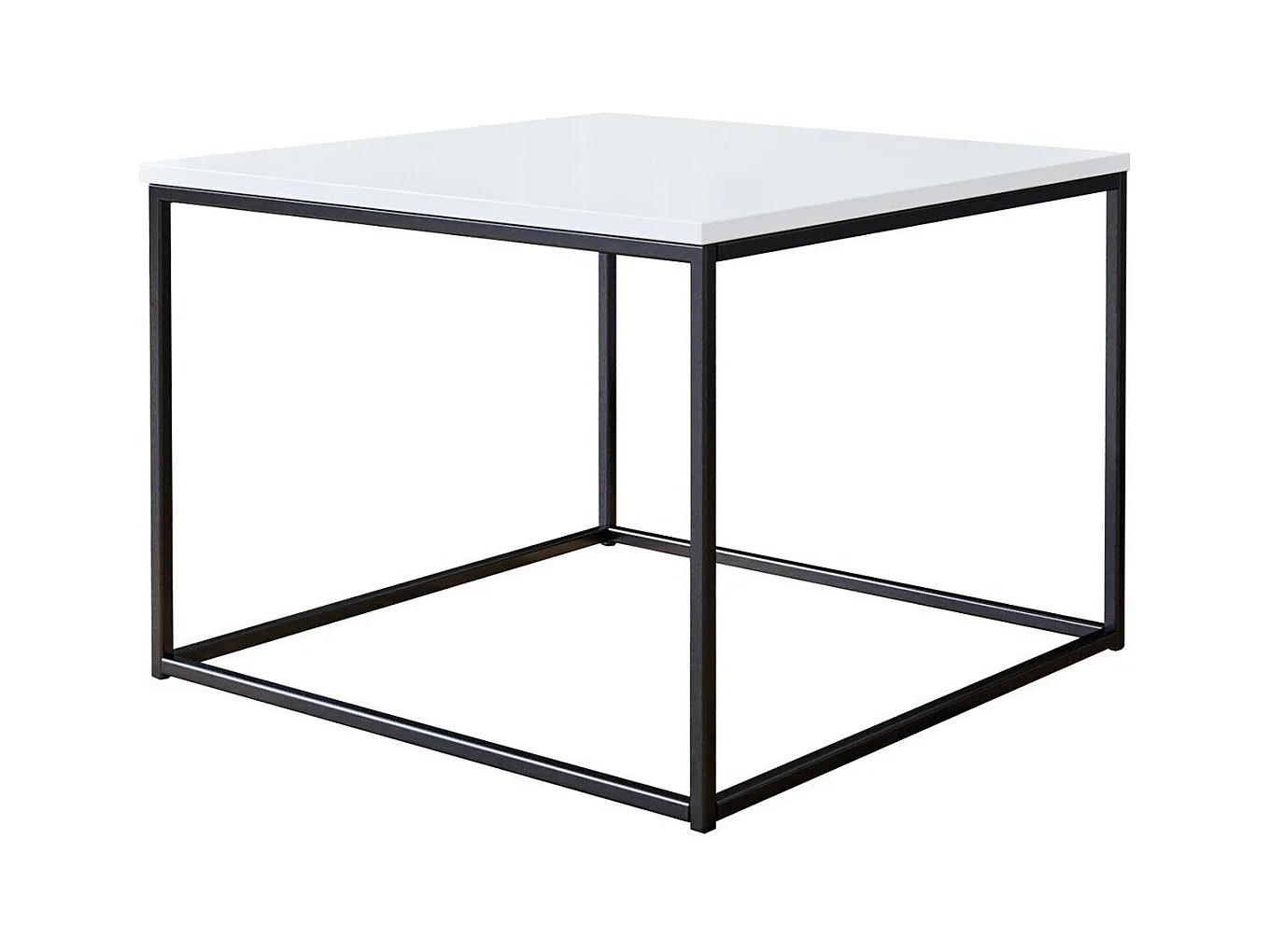 Table basse Germantown 105, Noir mat|Blanc brillant, 44x60x60cm, Stratifié, Angulaire