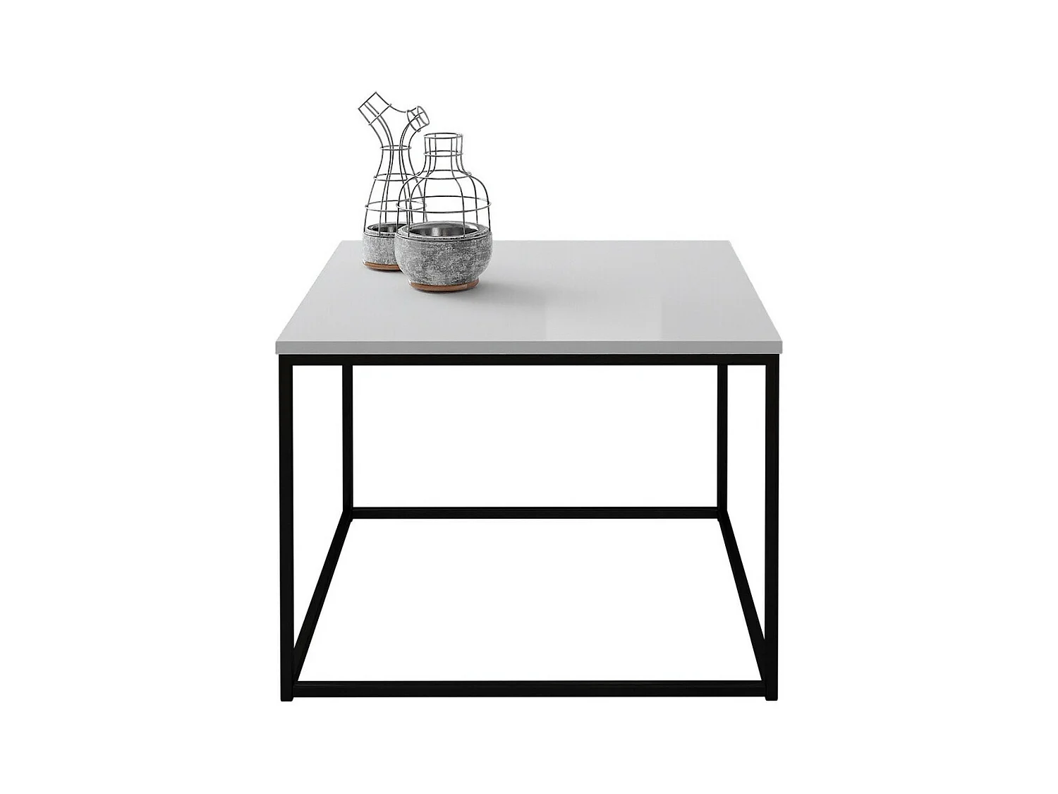 Table basse Germantown 105, Noir mat|Blanc brillant, 44x60x60cm, Stratifié, Angulaire