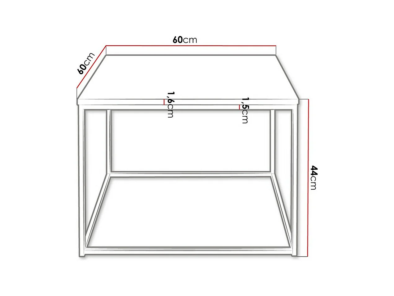 Table basse Germantown 105, Noir mat|Blanc brillant, 44x60x60cm, Stratifié, Angulaire