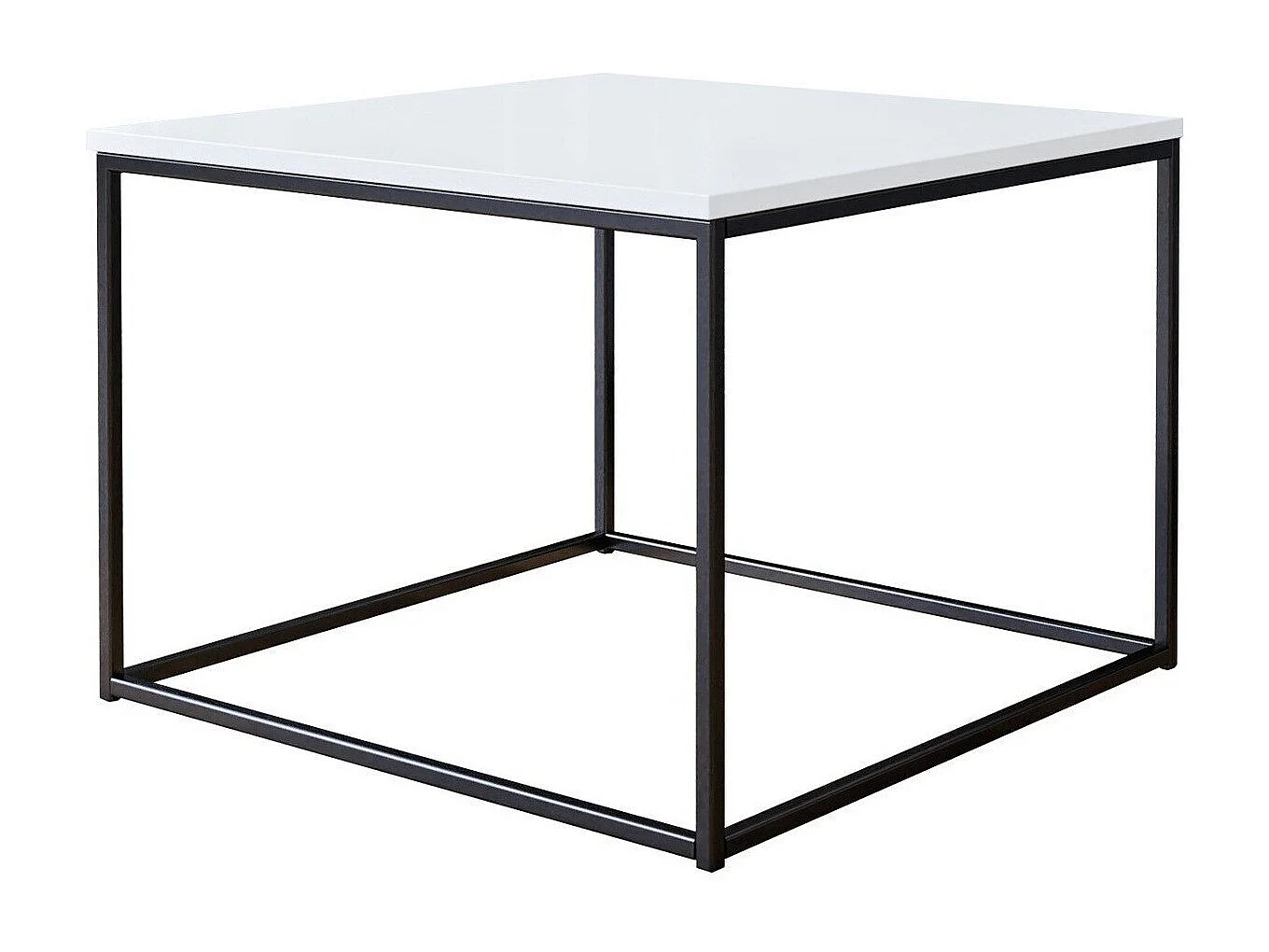 Table basse Germantown 105, Noir mat|Blanc brillant, 44x60x60cm, Stratifié, Angulaire