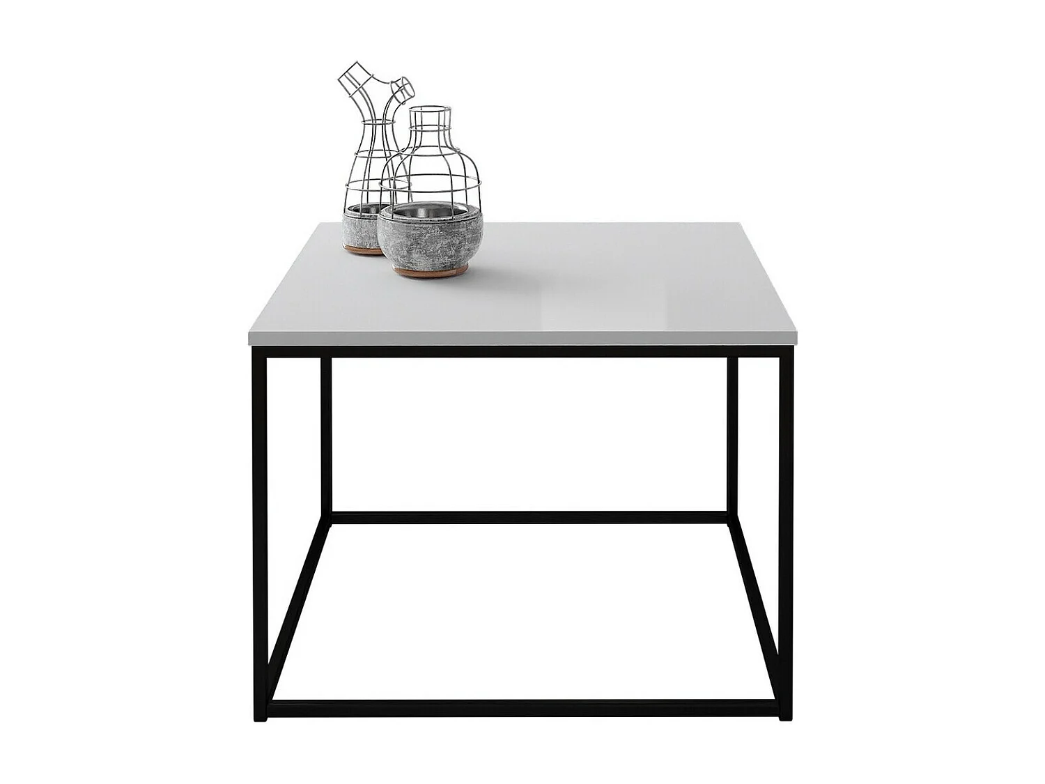 Table basse Germantown 105, Noir mat|Blanc brillant, 44x60x60cm, Stratifié, Angulaire