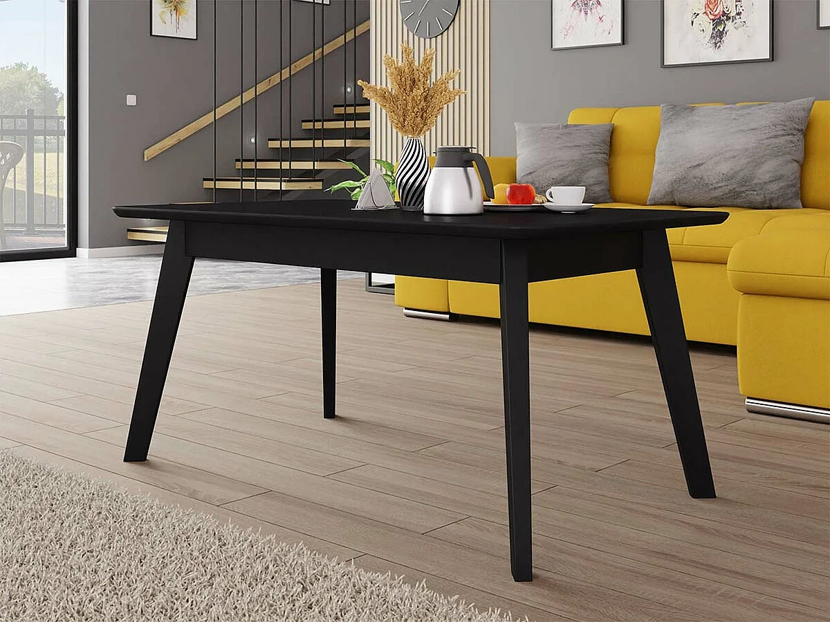 Table basse Racine 116, Noir, 50x60x103cm, MDF, Angulaire