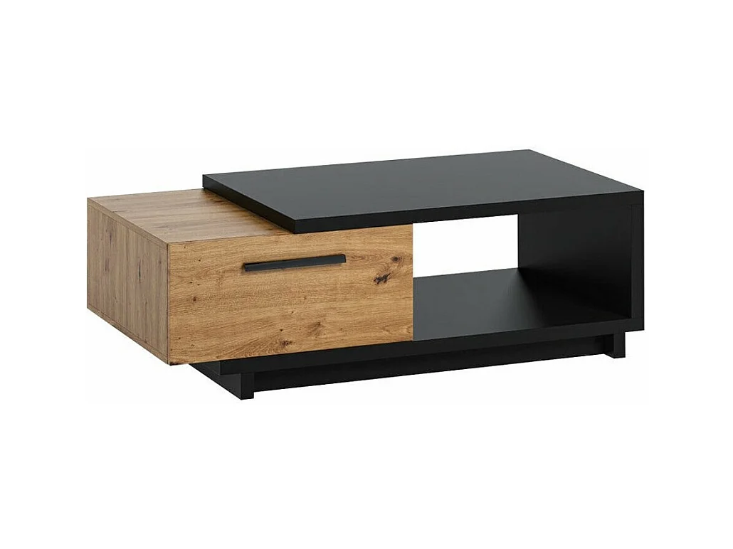 Table basse Morlira 103, Chêne Artisan|Noir mat, 40x60x120cm, Stratifié, Angulaire