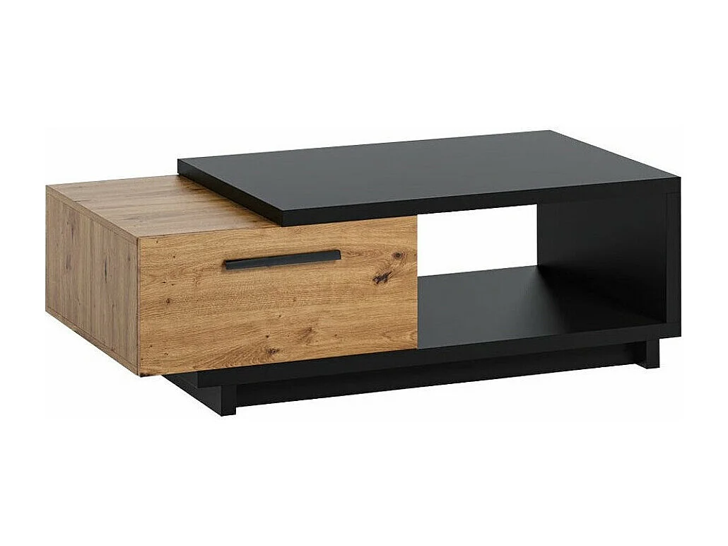 Mesa de café Providence N103, Negro mate|Roble Artisan, 40x60x120cm, Aglomerado laminado