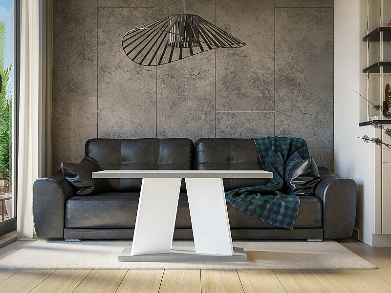 Mesa de café Goodyear 108, Gris|Blanco, 60x70x110cm, Aglomerado laminado, Angular