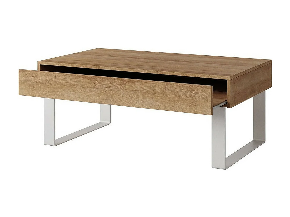 Mesa de café Providence B136, Roble dorado, 45x64x110cm, Aglomerado laminado, Angular