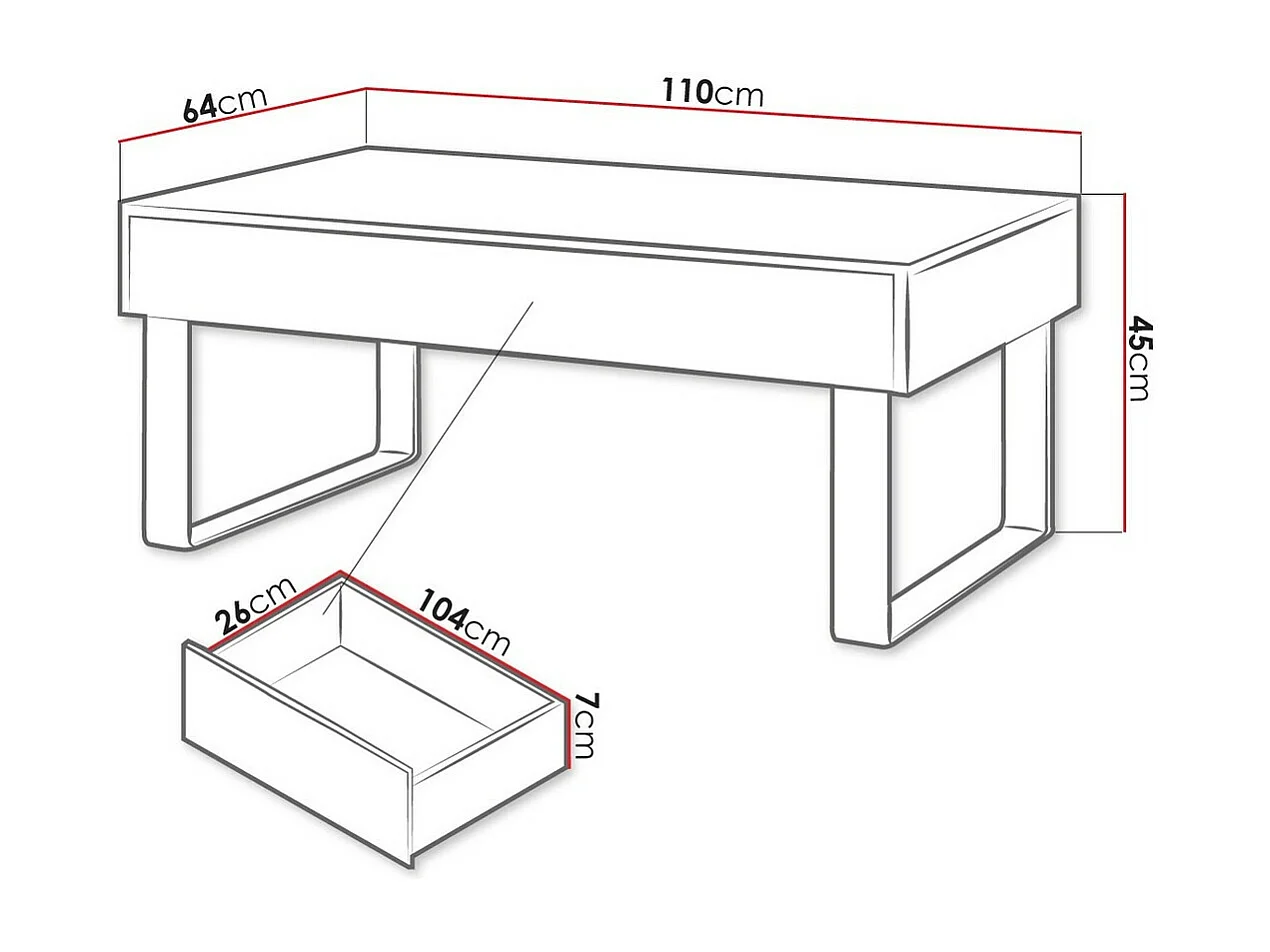 Mesa de café Providence B136, Roble dorado, 45x64x110cm, Aglomerado laminado, Angular