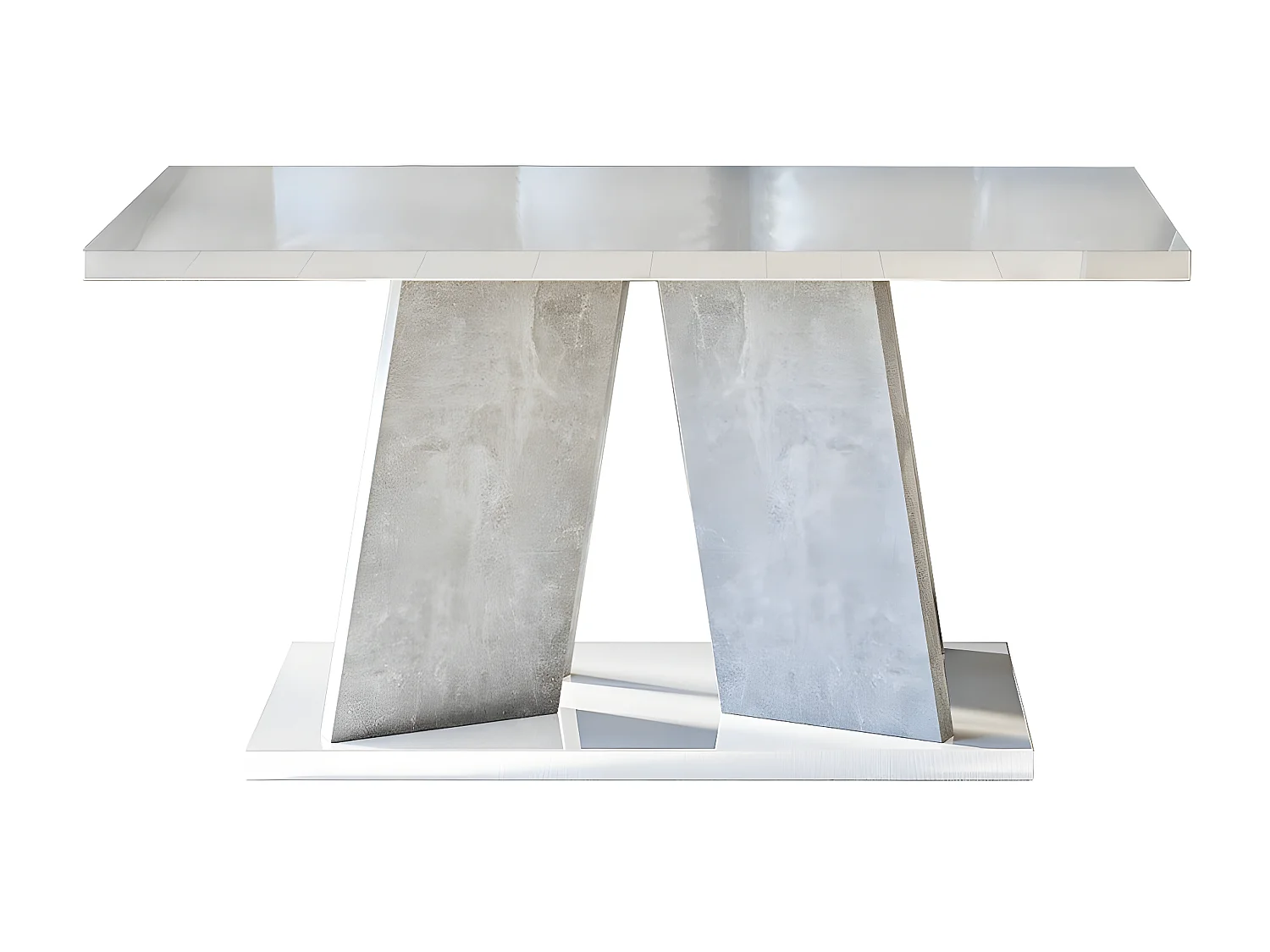 Mesa de café Goodyear 108, Hormigón|Blanco brillante, 60x70x110cm, Aglomerado laminado