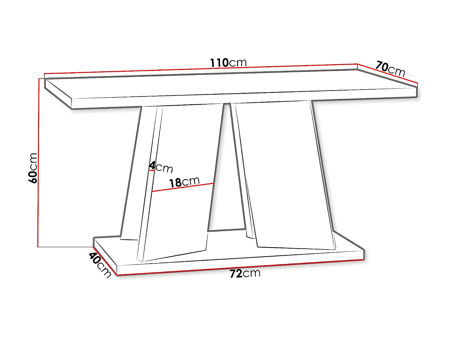 Mesa de café Goodyear 108, Hormigón|Blanco brillante, 60x70x110cm, Aglomerado laminado