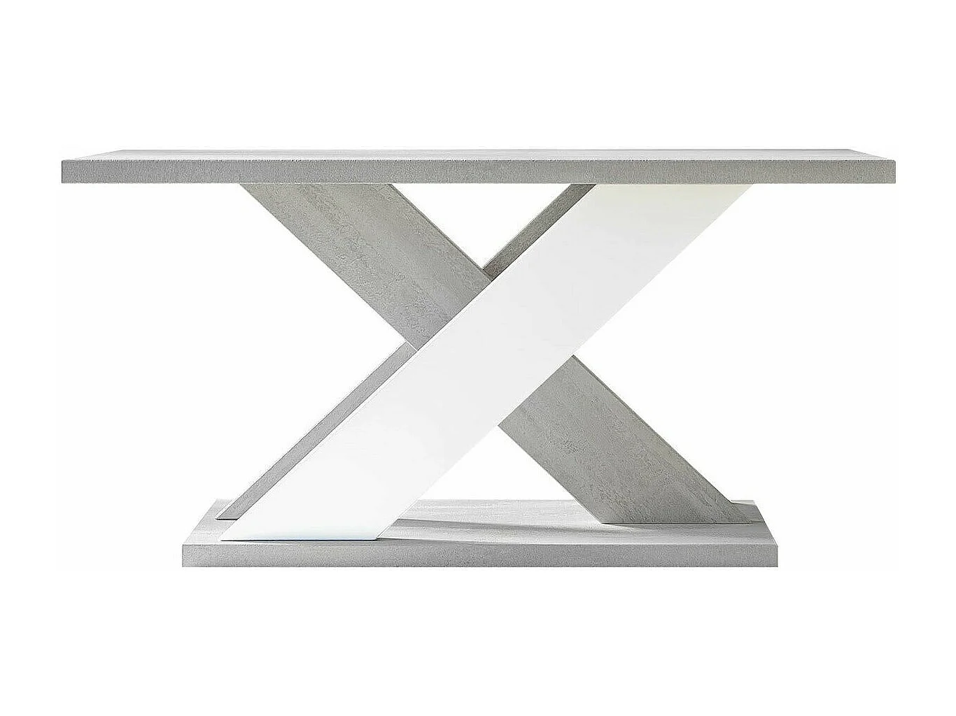 Table basse Goodyear 116, Blanc|Gris, 60x70x110cm, Stratifié, Angulaire