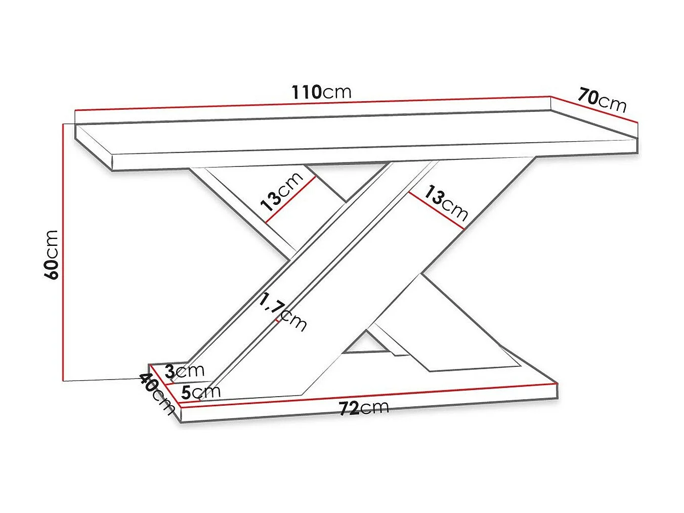 Mesa de centro Goodyear 116, Placa de aglomerado laminado, 6x7x11cm