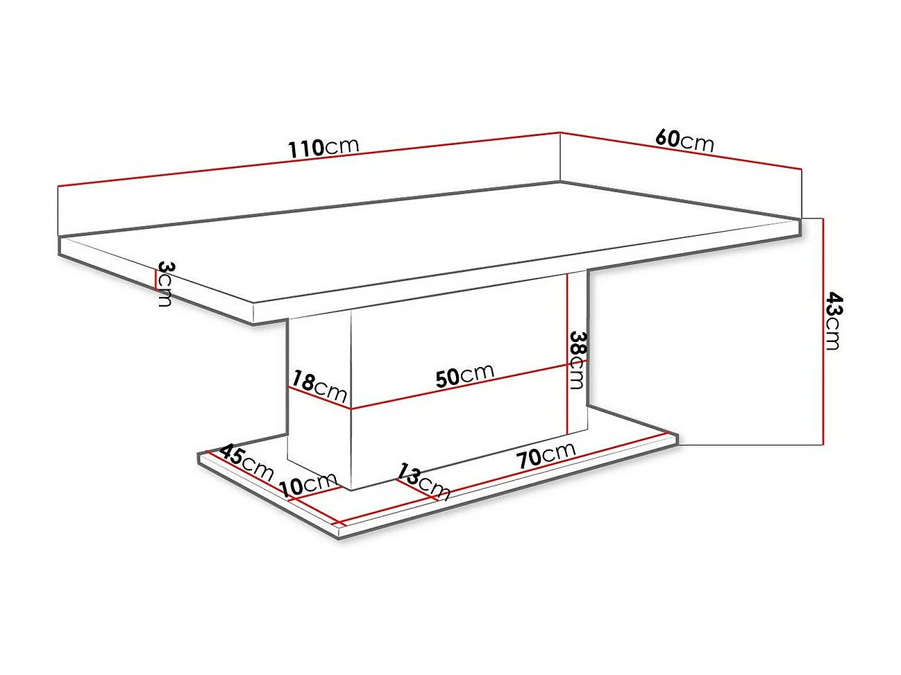 Table basse Tucson 148, Blanc, 43x60x110cm, Stratifié, Angulaire