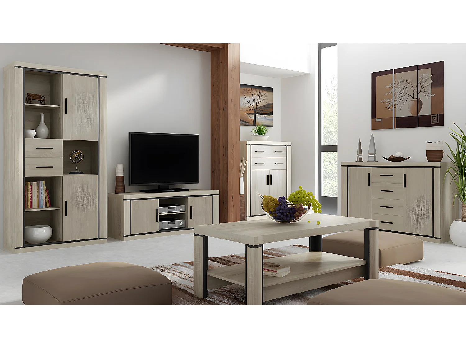 Mesa de café Stanton D113, 61x60x90cm, Aglomerado laminado, Angular