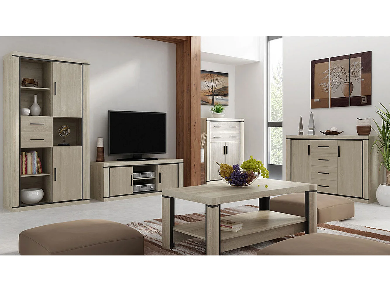 Mesa de café Stanton D113, 61x60x90cm, Aglomerado laminado, Angular