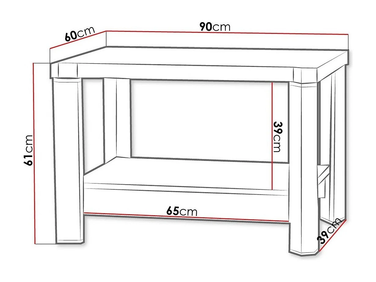 Mesa de café Stanton D113, 61x60x90cm, Aglomerado laminado, Angular